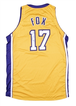 Rick Fox Signed Los Angeles Lakers Home Pro Cut Jersey (Fox LOA)